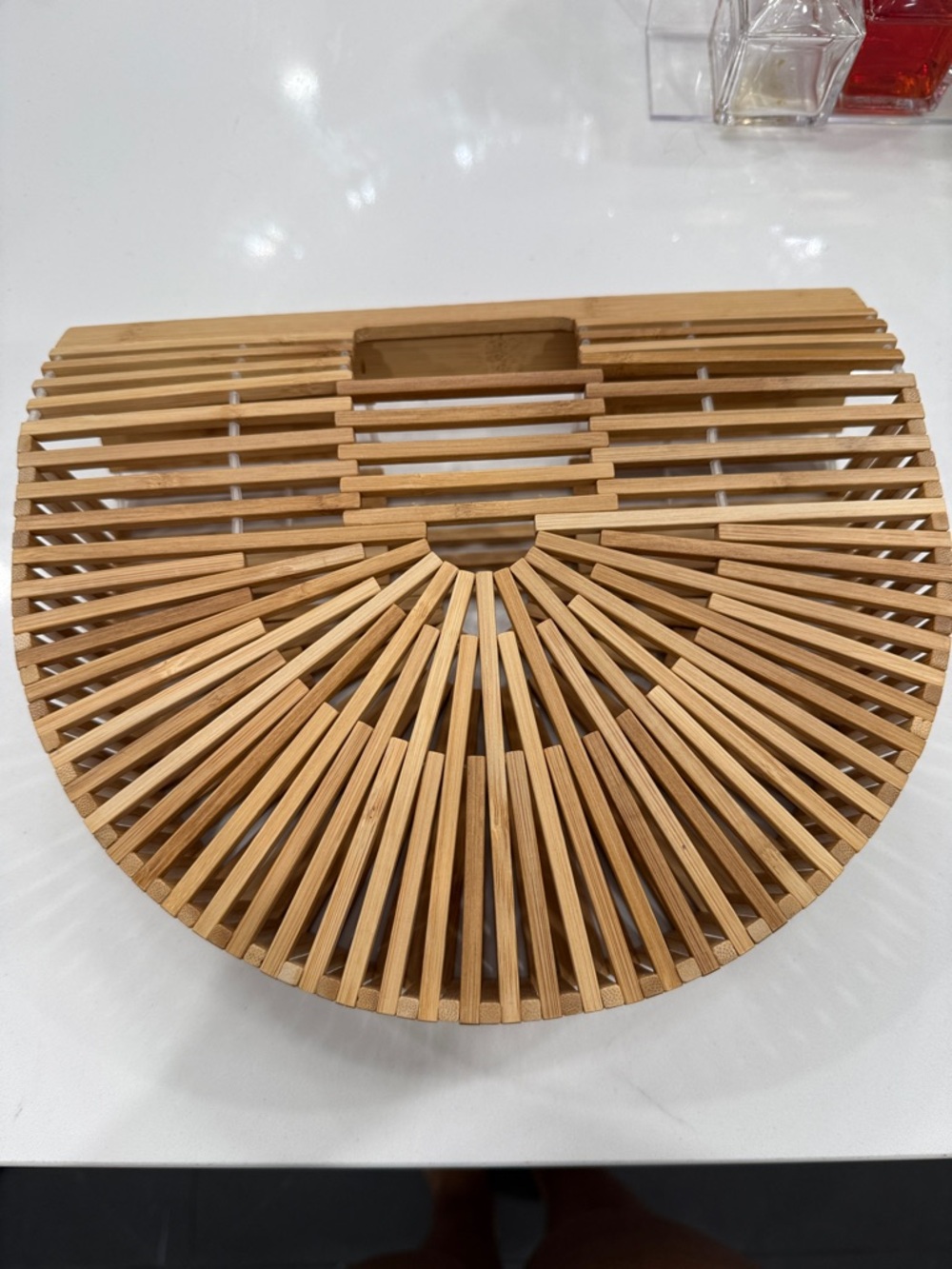 Bamboo Ark Bag / Structured Wooden Half-Moon Bag